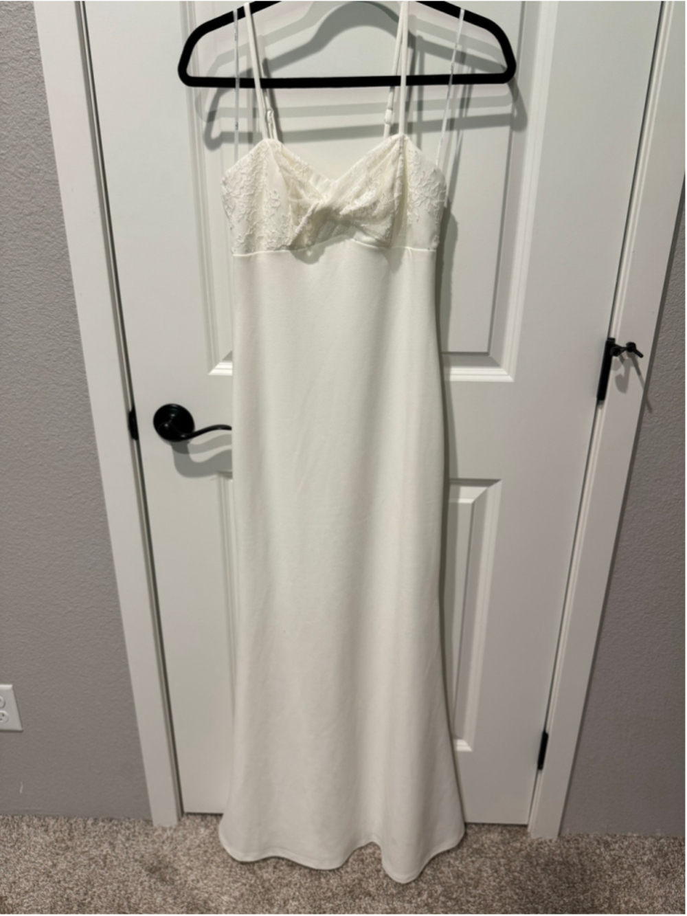 Women's Lulus White Lace Stretch Empire Waist Bodycon Wedding Dress Size XS